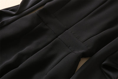 Jumpsuit Ejecutivo de Manga Larga con Cintura Ajustada Negro - Image 31