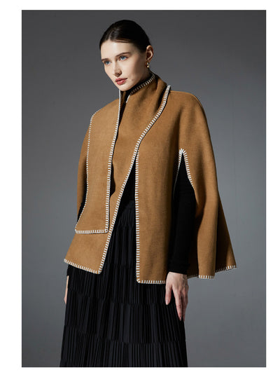 Capa Chal Mujer con Costura Camel - Elegancia Versátil - Image 15