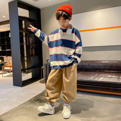 Suéter Casual para Niños con Rayas Contrastantes - Image 15