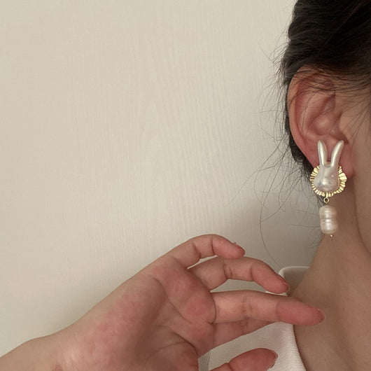 Pendientes de Conejito con Perla Barroca y Plata de Ley 925 - Image 8
