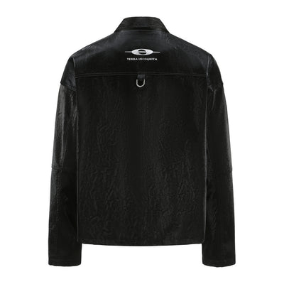 Chaqueta Cropped de Cuero PU Metalizado Oversized - Image 17