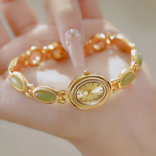 Reloj de Pulsera Lujo para Mujer con Jade Hetian Natural - Diseño Retro Impermeable - Image 4