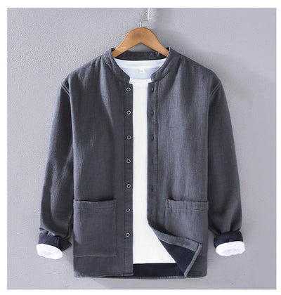 Chaqueta Casual Hombre Algodón Lino Grueso Corte Relajado - Image 10