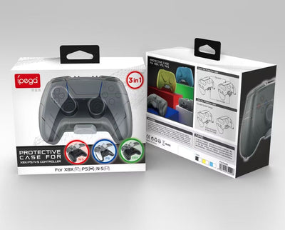 Transparent gray plastic protective case for game controllers, compatible with Xbox, PlayStation 5, and Nintendo Switch. - Image 7