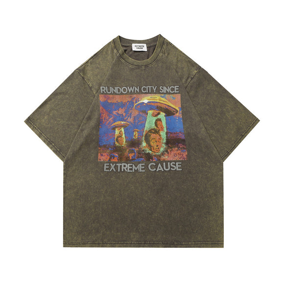 Camiseta Masculina Vintage Estampada com Desenho Animado