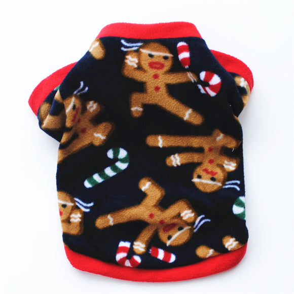 Abrigo Navideño para Perros - Sudadera Cálida con Patrón Gingerbread