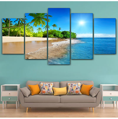 Cuadro Modular Decorativo Playa Palmeras Atardecer - Lienzo Pared Sala - Image 12