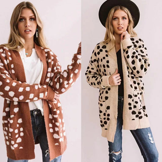 Cardigan Tejido Suelto con Lunares Irregulares para Mujer