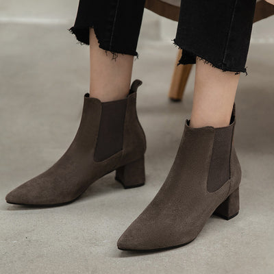 Botas de Cuero para Mujer con Tacón Grueso Medio - Image 2