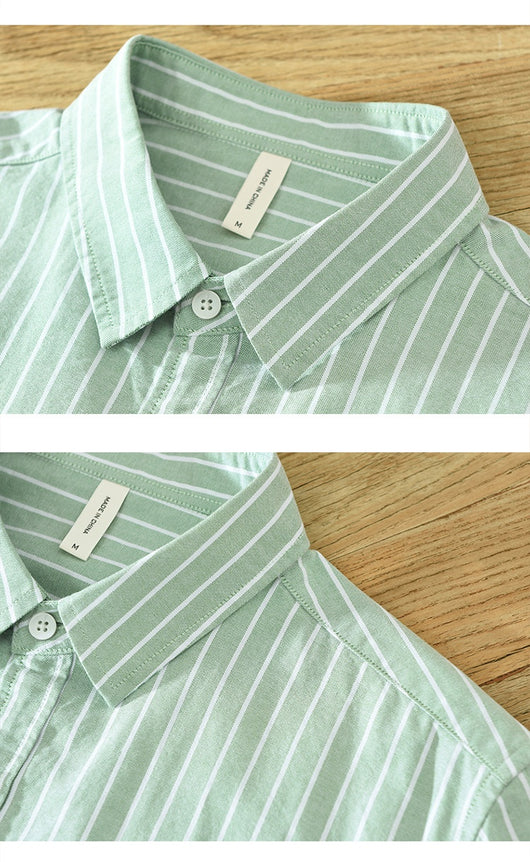 Camisa Oxford Casual de Rayas para Hombre - Corte Relajado y Manga Larga - Image 16