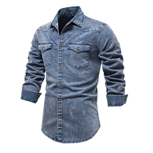 Camisa de Mezclilla para Hombre Resistente con Lavado Industrial - Image 13