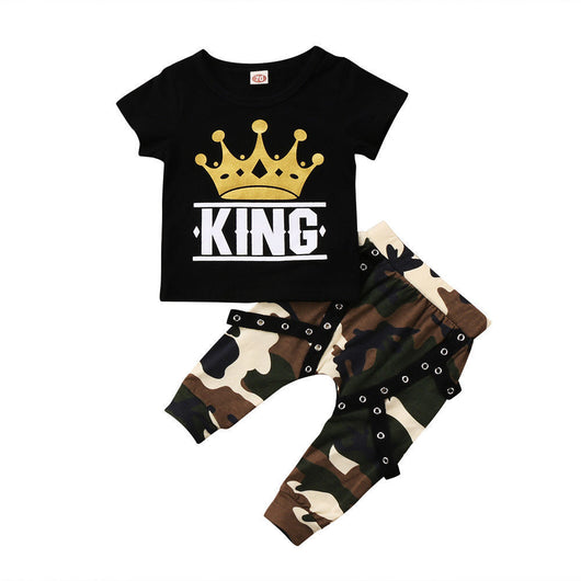 Conjunto Infantil: Playera Negra Manga Corta + Pantalón Camuflaje - Image 7