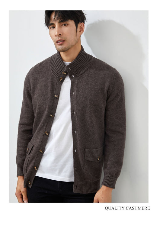 Cardigan de Cashmere Tejido Casual Manga Larga para Hombre - Image 12