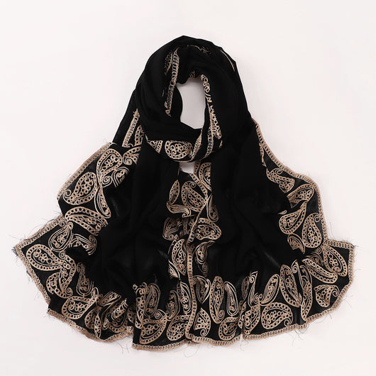Chal Étnico Negro con Bordado en Punta de Pie - Image 19