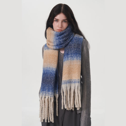 Abrigo Cuadros Cachemira Mujer Talla Grande Invierno - Image 4