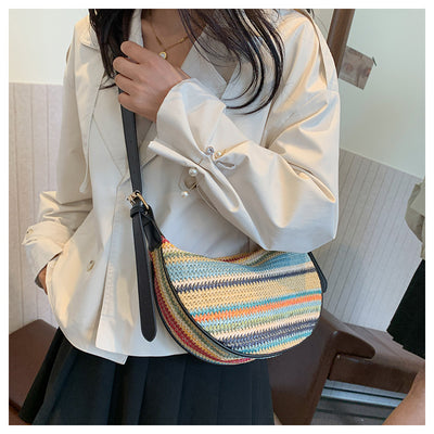 Bolsa Tote de Rafia Arcoíris para Mujer - Bolso Casual de Hombro - Image 24