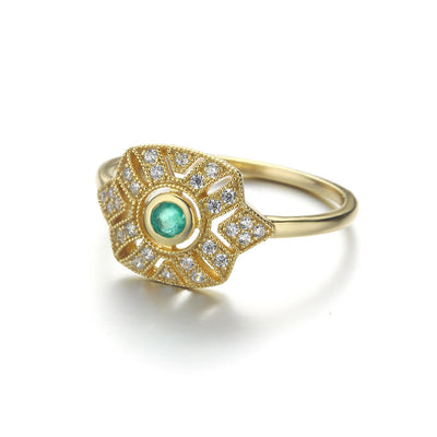 Anillo de Esmeralda Natural Vintage con Circón - Image 7