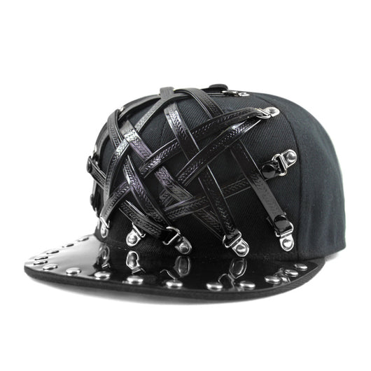 Gorra Punk Hip Hop Cuero X Cuero Visera Plana Unisex - Image 9