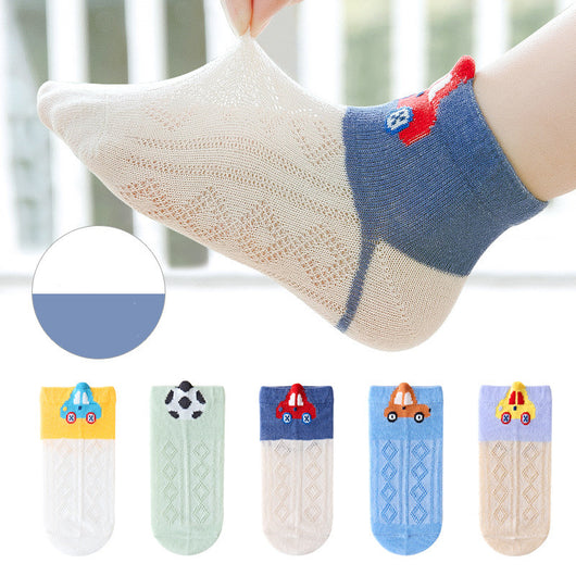 Calcetines de Algodón Transpirable con Patrón de Diamantes a Juego de Colores para Niños - Image 6