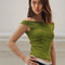 Chaleco Tejido Tencel Hombro Descubierto con Doble Capa Frontal