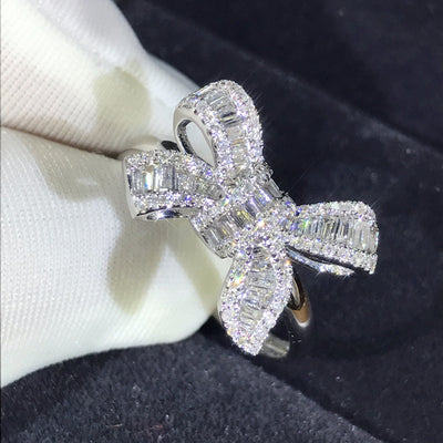 Anillo de Diamante Simulado con Moño - Joya de Lujo y Elegancia para Novia - Image 18