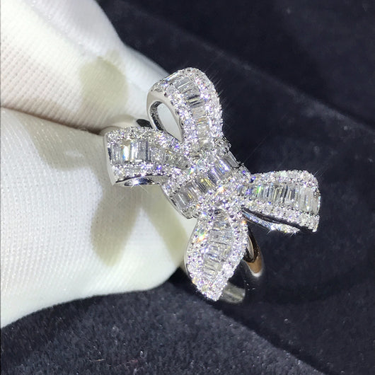 Anillo de Diamante Simulado con Moño - Joya de Lujo y Elegancia para Novia - Image 18