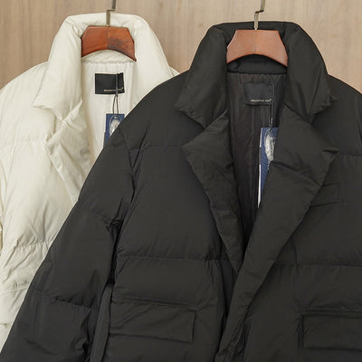 Chaqueta Acolchada Suelta de Largo Medio con Cuello de Traje - Image 10