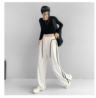Pantalones Anchos de Talle Alto en Tono Damasco para Mujer - Image 8