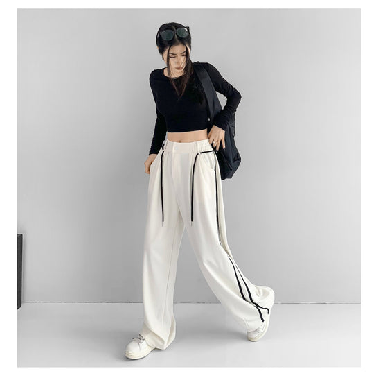 Pantalones Anchos de Talle Alto en Tono Damasco para Mujer - Image 8