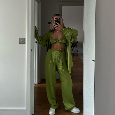 Conjunto de Tres Piezas: Chaleco, Camisa y Pantalón Recto para Mujer - Image 9