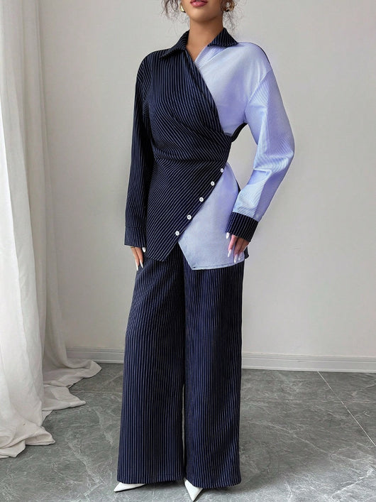 Traje Ejecutivo con Contraste: Camisa Manga Larga y Pantalón Recto - Image 12