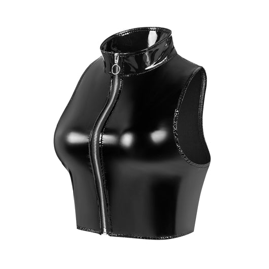 Chaleco de Cuero Brillante Espejo para Mujer - Image 3