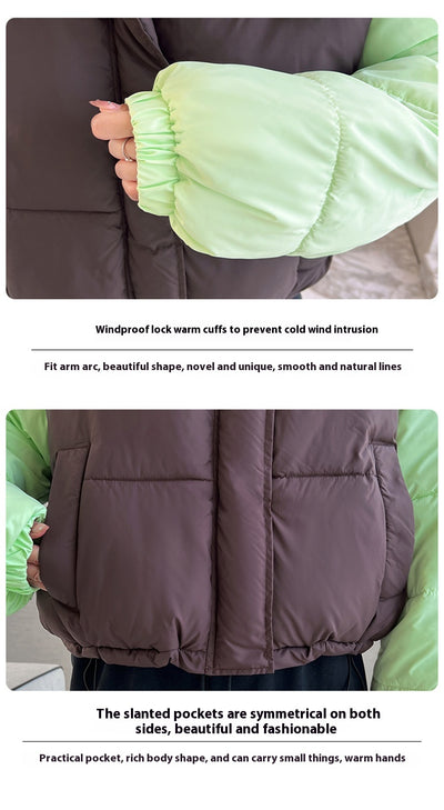 Chaqueta Corta de Algodón con Parches Contrastantes Gruesos para Mujer - Image 11