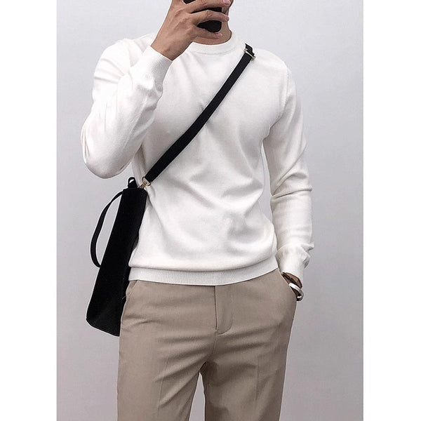 Suéter Básico Cuello Redondo para Hombre - Pullover Versátil
