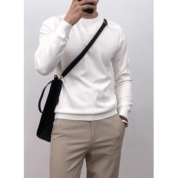 Suéter Básico Cuello Redondo para Hombre - Pullover Versátil