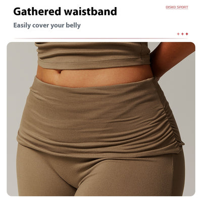 Pantalones Yoga Plisados Cintura Alta para Mujer - Diseño Acampanado Versátil - Image 27