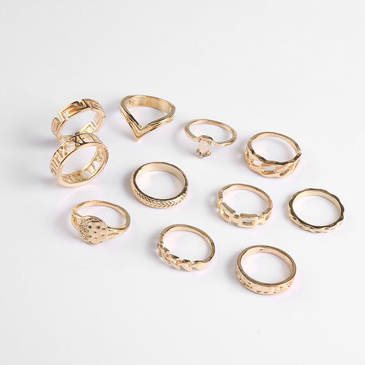 Set de 6 Anillos Articulados: Corona, Hoja y Formas Geométricas - Image 36