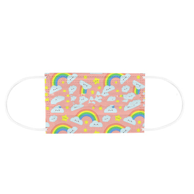 Children's disposable protective mask with a playful cat and paw print pattern on a dark blue background, featuring white ear loops. - Image 3