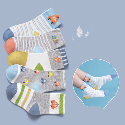 Calcetines Infantiles Estampado Autos Algodón Transpirable Tubo - Image 4