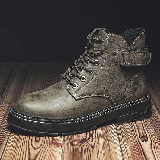 Botas de Trabajo Retro Clásicas Caña Alta Punta Redonda para Hombre - Image 13