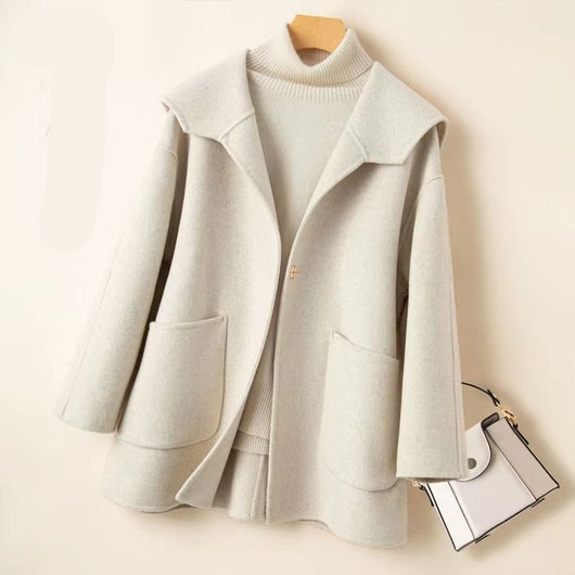 Abrigo de Cachemir Reversible Talla Grande con Cuello Marinero - Image 13