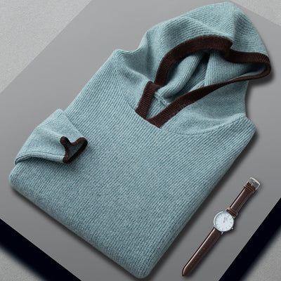 Suéter de Cachemira Holgado con Agujas Contraste para Hombre - Image 7
