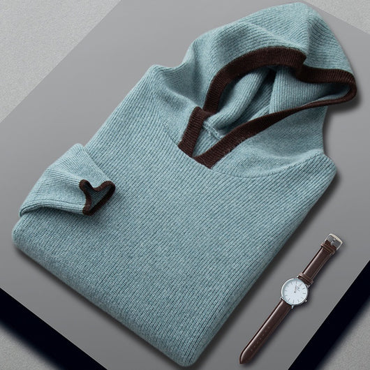 Suéter de Cachemira Holgado con Agujas Contraste para Hombre - Image 7