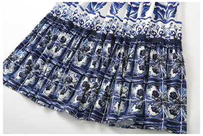 Vestido de Verano Azul y Blanco con Estampado de Tirantes de Porcelana - Image 15