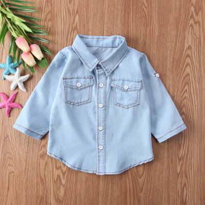Camisas de Mezclilla con Solapa para Niños y Niñas de Manga Larga - Image 9