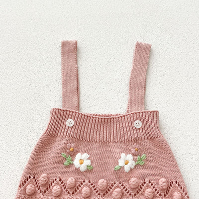 Conjunto Tejido a Mano para Recién Nacido - Cardigan y Mameluco con Flor - Image 34