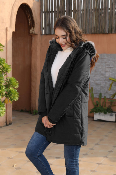 Abrigo Largo Entallado con Capucha para Mujer Talla Grande - Image 16