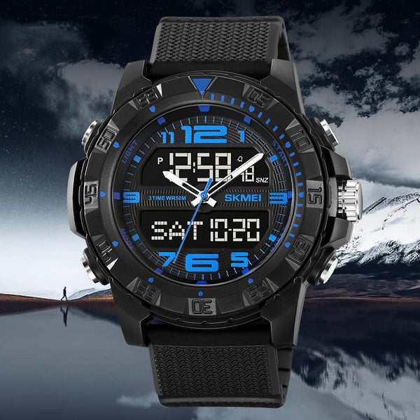 Reloj Deportivo Dual Display Resistente al Agua para Actividades Outdoor