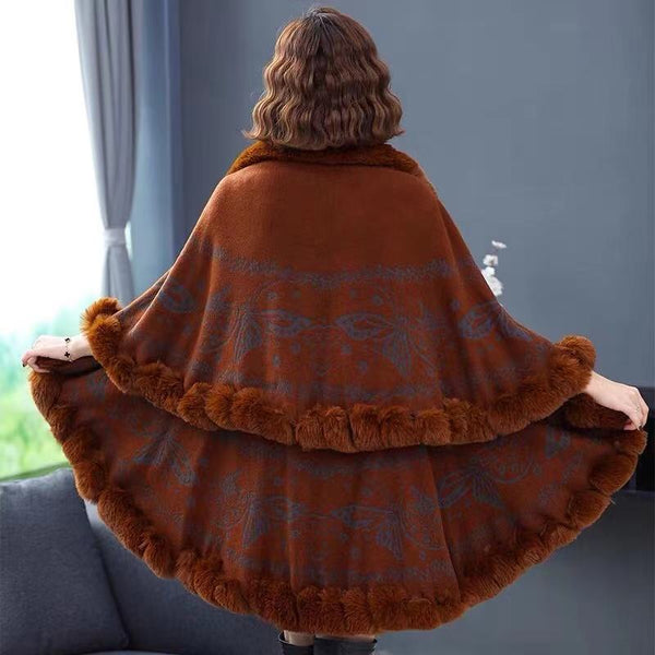 Capa Chal de Piel de Conejo Rex Imitación para Mujer Talla Plus