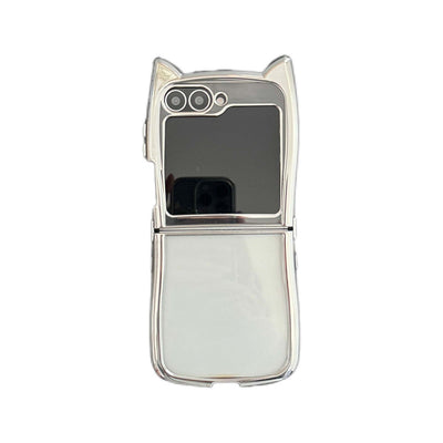 Funda Plegable para Teléfono con Orejas de Gato y Acabado Electrochapado Transparente - Image 5